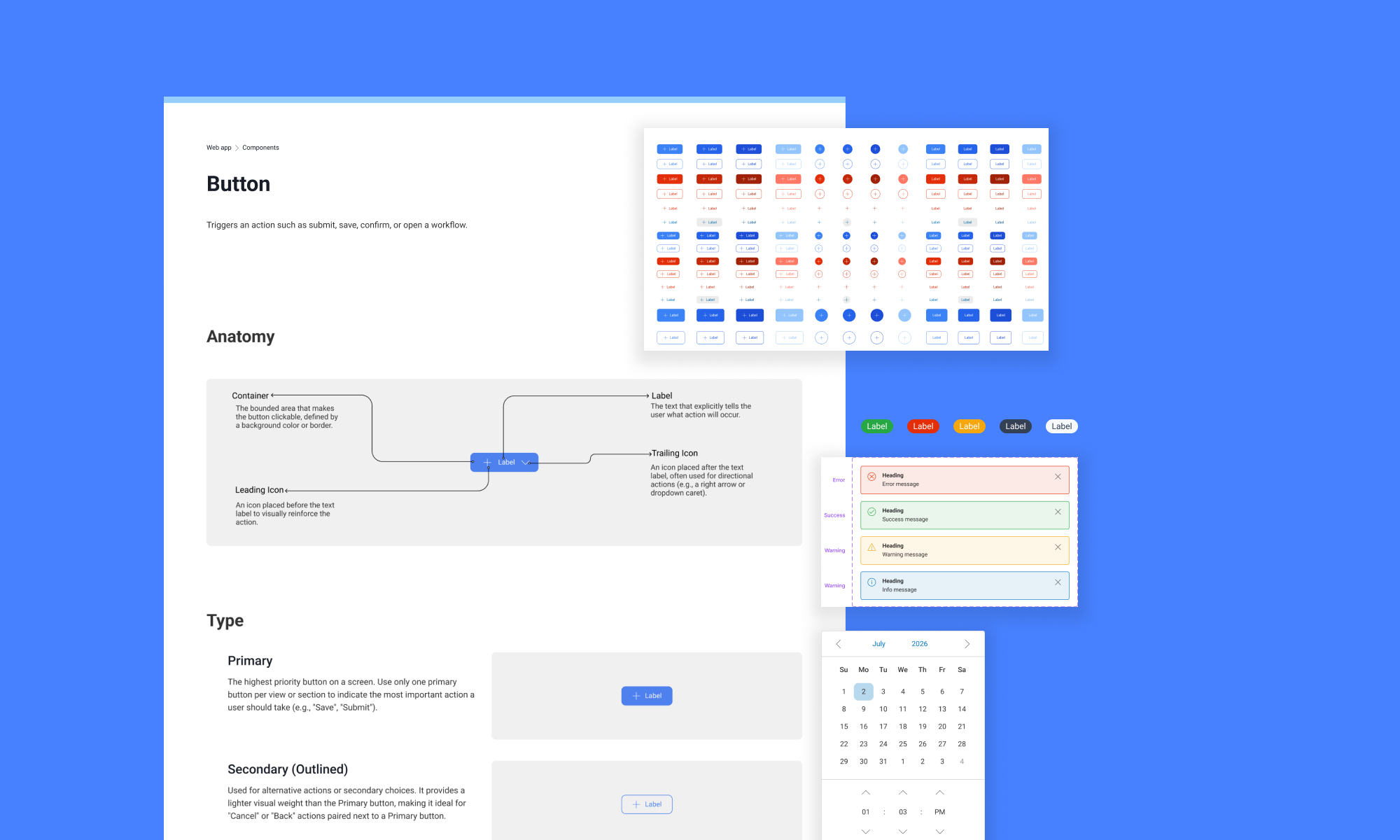 B2B SaaS design system component documentation and interface patterns